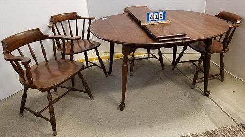 PENN HOUSE CHERRY DINING TABLE 42"W X 54"L W/ 2 LEAVES AND 4 CAPTAIN&apos;S CHAIRS