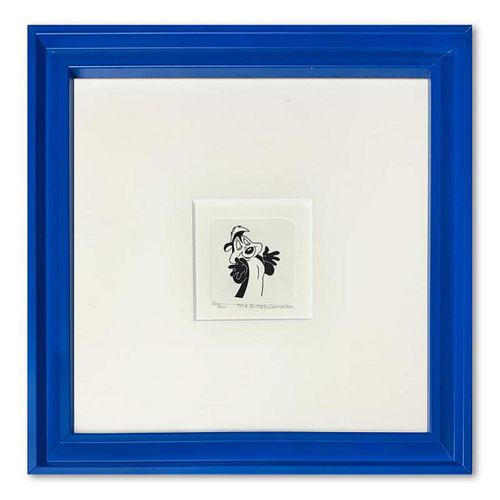 "Pepe le Pew" Framed Limited Edition Etching with Hand-Tinted Color and Numbered.