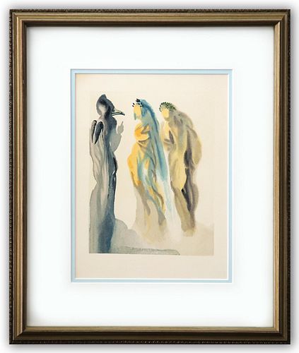 Salvador Dali- Original Color Woodcut on B.F.K. Rives Paper "Paradise 9"