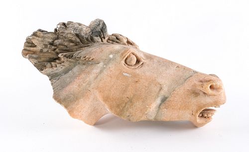Pink Marble Sculpture of Horse Head