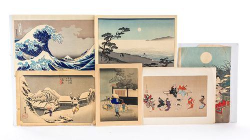 6 Japanese Ukiyo-e Prints - Hokusai