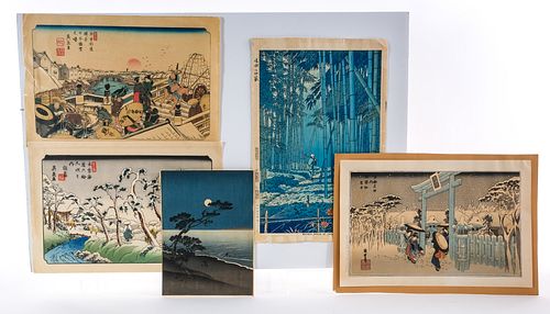 5 Japanese Ukiyo-e Prints - Hiroshige