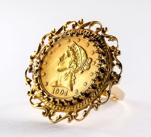 1904 Half Eagle Coin Ring