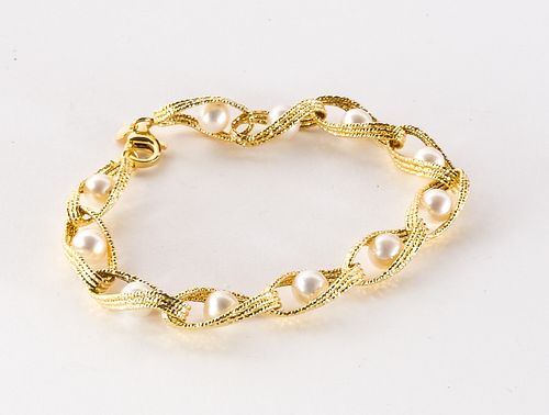 14K Gold & Cultured Pearl Bracelet