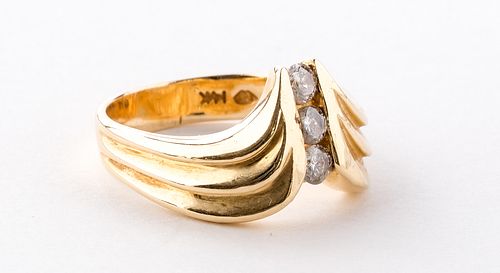 14K Gold & 3 Diamond Ring