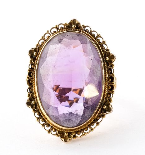 14K Gold & Amethyst Cocktail Ring