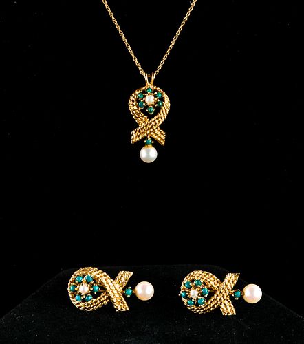 Matching 14K Necklace & Earrings Set