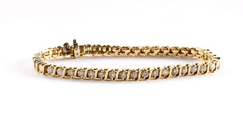 14K Yellow Gold & Diamond Tennis Bracelet