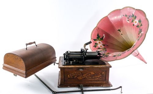 Edison Triumph Phonograph w/ Painted Horn