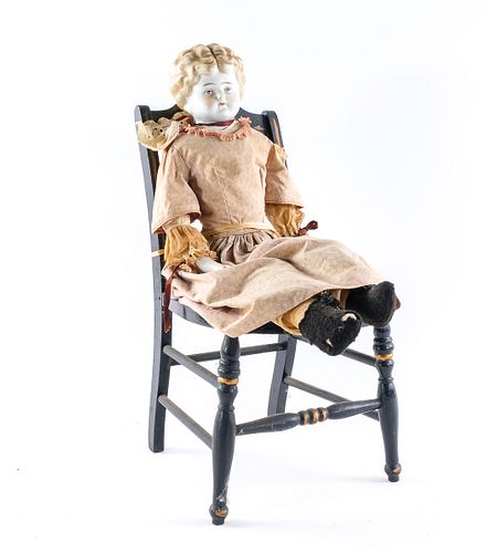 Antique China Doll in Chair