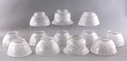 12 Glass Oil Lamp Shades