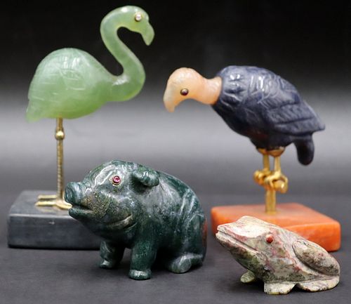 Collection of (4) Faberge STYLE Carved Animals.