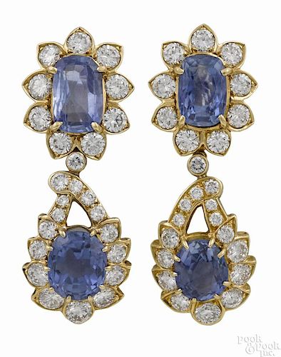 Van Cleef & Arpels 18K yellow gold, sapphire, and diamond earrings