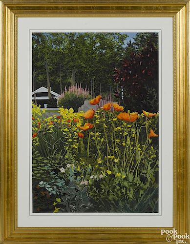 Thomas A. Newnam (Delaware, b. 1946), watercolor, titled Summer Garden, 33'' x 23''.