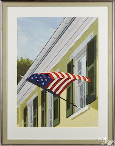 Thomas A. Newnam (Delaware, b. 1946), watercolor titled 4th of July at Home, signed lower right