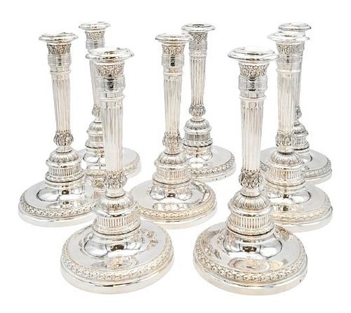 Set of Eight Louis XVI Silver Candlesticks