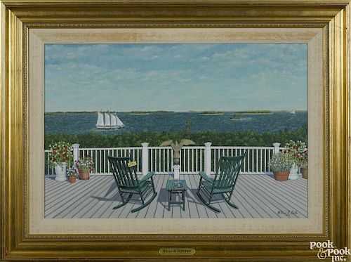 William R. Beebe (Maine 20th c.), oil on canvas, titled Deck of Foxhill, signed lower right