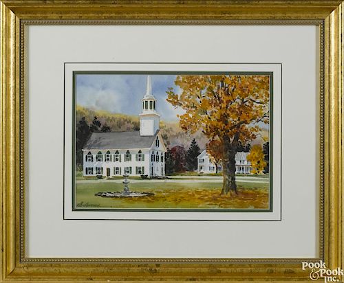 Keith Hoffman (American 20th c.), watercolor of a country church, signed lower left, 9'' x 13''.