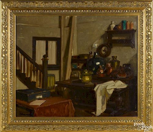 Dean Cornwell (American 1892-1960), oil on canvas, titled Corner of My Studio, signed lower left