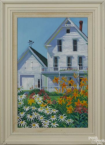 Jill Hoy (American 20th c.), oil on canvas, titled Day Lillies at 2 PM, signed lower right