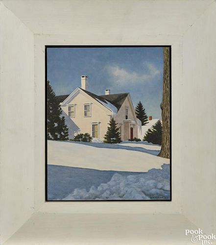 David Vickery (Maine 20th c.), oil on panel, titled Snowbound, Thomaston, signed lower right