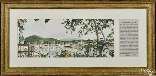 Linda M. Norton (Maine 20th c.), watercolor, titled View from Bay Road, signed lower left