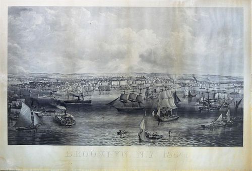 Rare early view of Brooklyn, New York