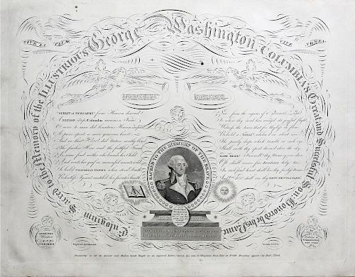 This beautiful and fascinating print expressing Washingtons reputation and patriotic fervor