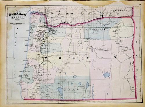 Large-format Asher & Adams Lithographed Map of Oregon