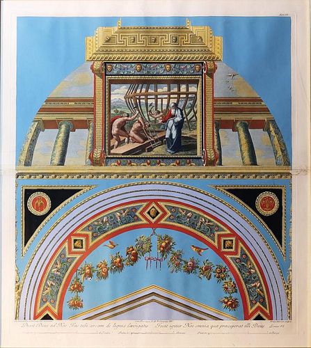 Beautiful Engraved Plate after Rafael  Copied From the Loggia di Rafaele Nel Vaticano in Rome