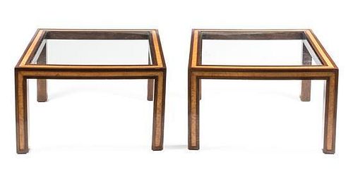 Attributed to David Hicks, SECOND HALF 20TH CENTURY, a pair of square side tables