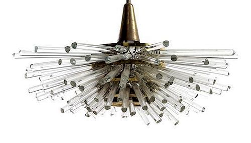 Attributed to Bakalowits & Sohne, AUSTRIA, CIRCA 1960s, a crystal and brass chandelier