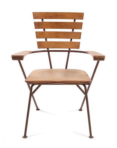 A Mid Century Modern Open Arm Chair and Maquette Height 34 1/2 x width 26 1/2 x depth 23 inches