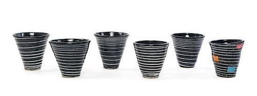 Jun Kaneko (Japanese, b.1942), CIRCA 1980s, a set of six cups