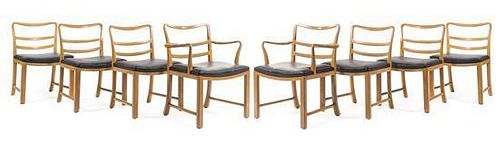 * Edward Wormley (American, 1907-1995), DUNBAR, a set of eight dining chairs comprising two armchairs and six side chairs