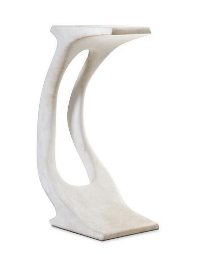 * A Modern Sculpted White Marble Pedestal Height 37 inches