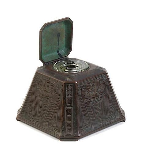 Tiffany Studios, a Chinese pattern inkwell