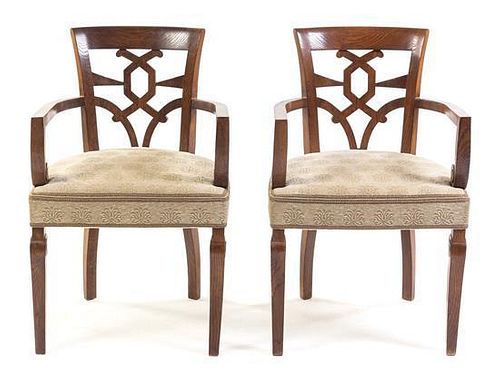 Attributed to Jules Leleu (French, 1883-1961), FRENCH, CIRCA 1930s, a pair of armchairs