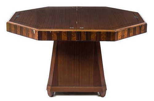 An Art Deco Breakfast Table, FRANCE, EARLY 20TH CENTURY, with an octagonal top over a pedestal base