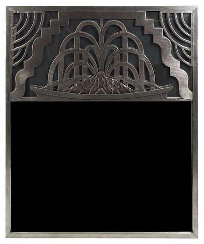 An Art Deco Steel Framed Mirror Height 48 x width 39 inches