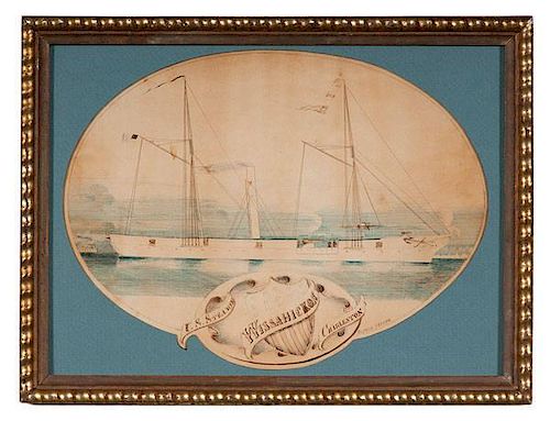 USS Wissahickon off Charleston, Watercolor by Alonzo Tappan (1845-1927) 