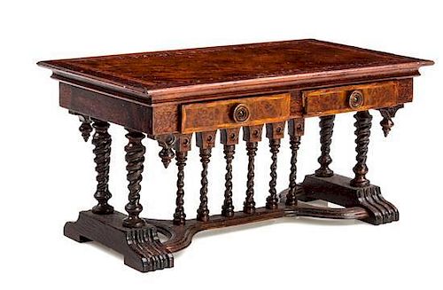 A Renaissance Revival Style Library Table Height 2 1/2 x width 5 x depth 2 7/8 inches.