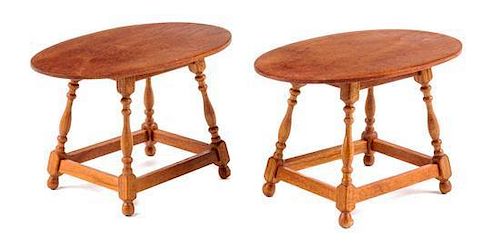 A Pair of Jacobean Style Side Tables Height 2 x width 3 1/8 x depth 2 inches.