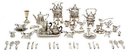 A Group of Silver and Silvered Bronze Table Articles Width of widest 1 3/4 inches.