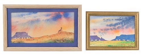 Terry Yazzie, (American, 20th Century), Mountain Landscapes (two works)
