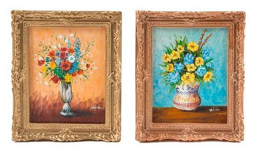 Artist Unknown, (20th Century), Flowers in a Vase, (two works)