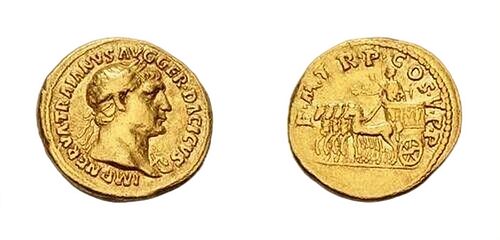 Trajan. AD 98-117. AV Aureus (19mm, 7.13 g, 6h). Rome mint. Struck AD 103. IMP