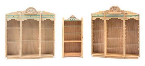 Three Southwestern Style Display Cabinets Height of tallest 7 3/4 inches.