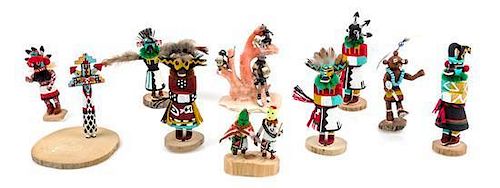 A Group of Native American Kachina Dolls Height of tallest 2 3/8 inches.