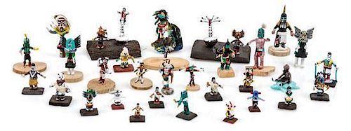 A Group of Native American Kachina Dolls Height of tallest 1 1/4 inches.
